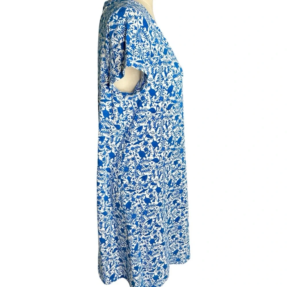 Vineyard Vines Blue White Cotton Dress Turtle Floral Preppy Summer Size M - Picture 4 of 6